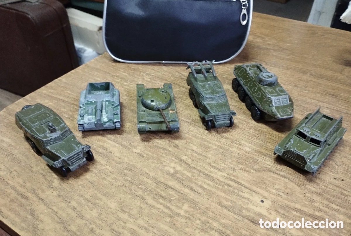 Maquetas: Lote de 6 veh&iacute;culos militares sovi&eacute;ticos de metal (Zamak/Silumin) USSR - Vintage