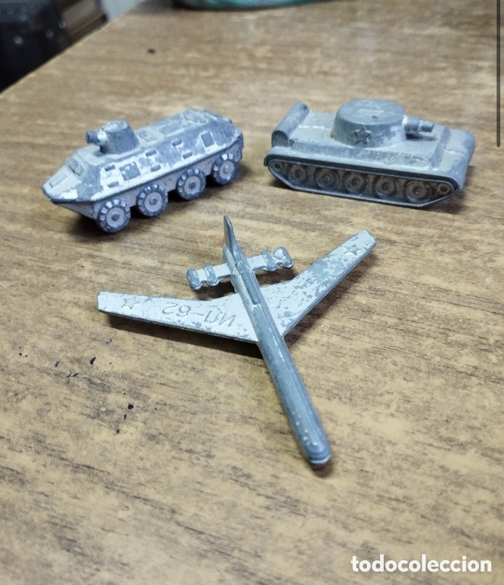 Maquetas: Lote vintage de 3 miniaturas sovi&eacute;ticas de los a&ntilde;os 70 fabricadas en metal/aluminio (URSS / USSR).