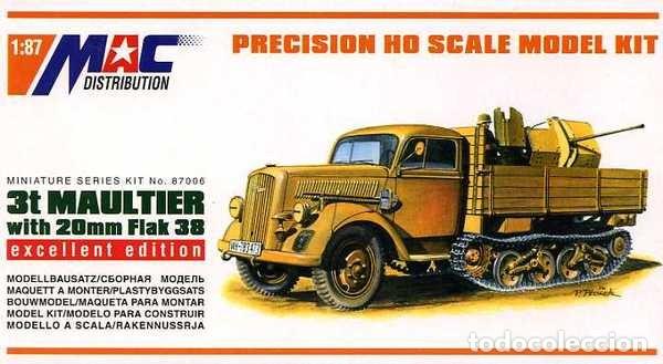 Maquetas: MAC - German half-truck Maultier 3t with AA gun Flak 38 (20mm) 1/87 87006