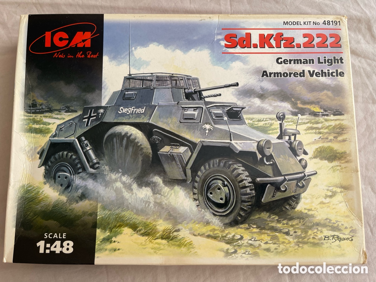 Maquetas: SD.Kfz 222 German Light Armored Vehicle 1:48 ICM 48191 maqueta carro veh&iacute;culo