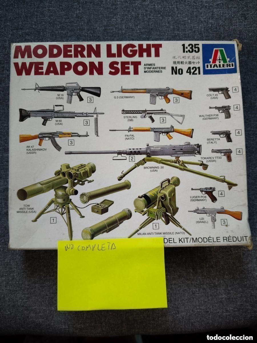 Maquetas: MAQUETA ITALERI Set de armas ligeras modernas Italeri n&ordm; 421, escala 1:35 para diorama (no completo)