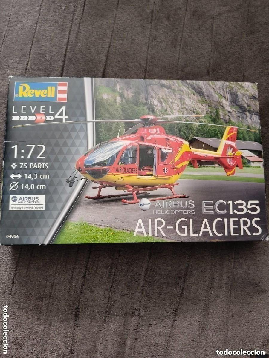 Maquetas: MAQUETA HELICOPTERO EURO AIRBUS EC 135 AIR-GLACIERS REVELL 1:72 ESCALA