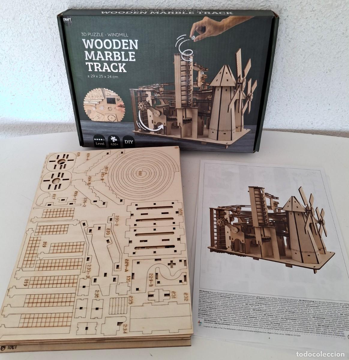 Maquetas: Puzzle 3D Windmill Maqueta Wooden Marble Track creemos Completo madera circuito canicas molino
