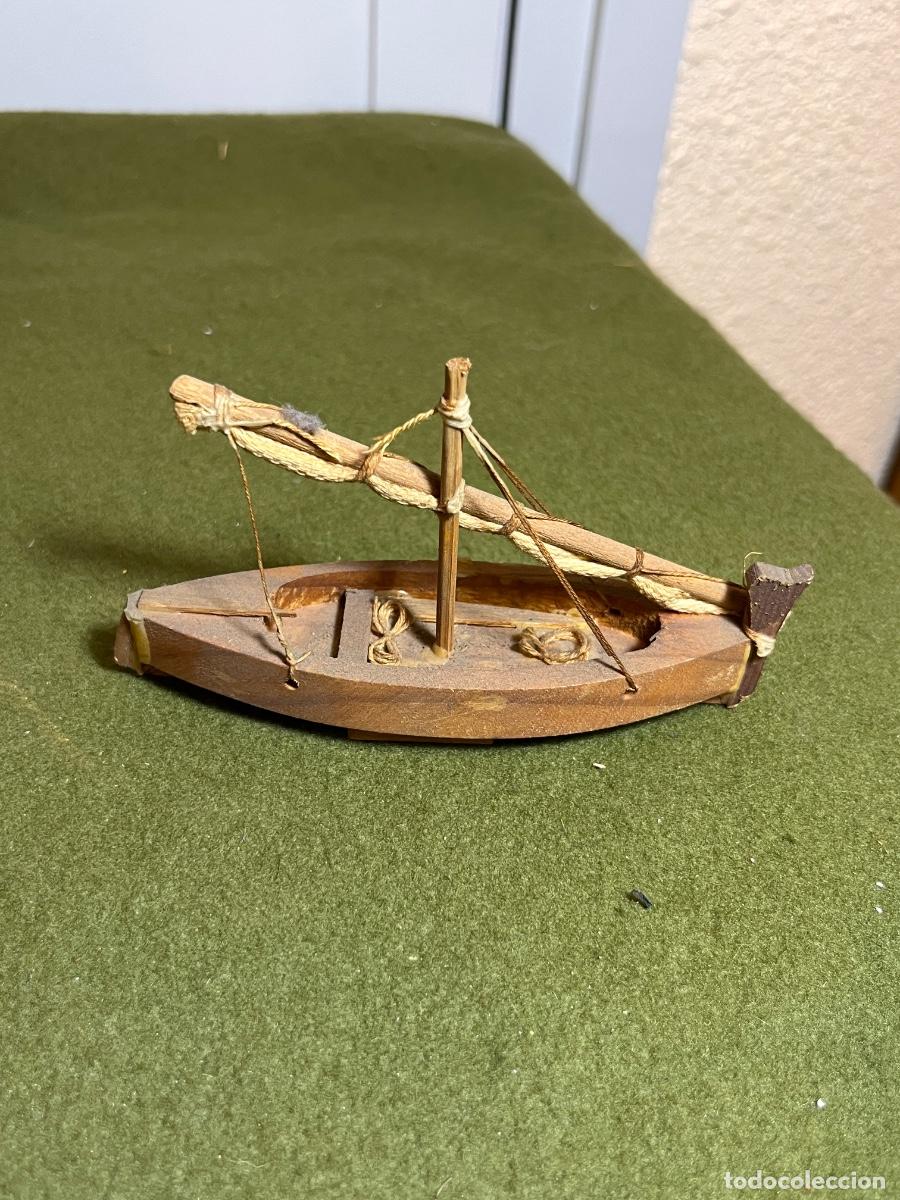 Maquetas: Antiguo barco de pesca miniatura de madera tallada &ndash; Maqueta artesanal marinera &ndash; Decoraci&oacute;n n&aacute;utica