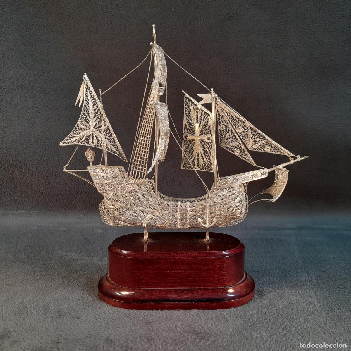 Maquetas: BARCO VELERO DE FILIGRANA DE METAL. MEDIADOS S.XX