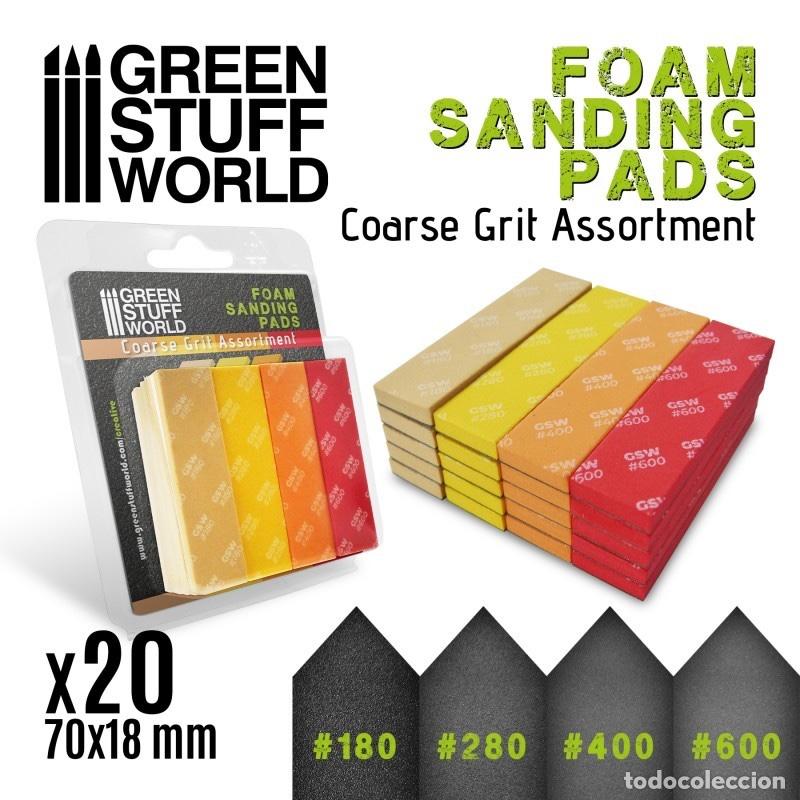 Maquetas: GREEN STUFF - LIJA ESPUMA EVA SURTIDO GRANO GRUESO (20 UNID.) 10977