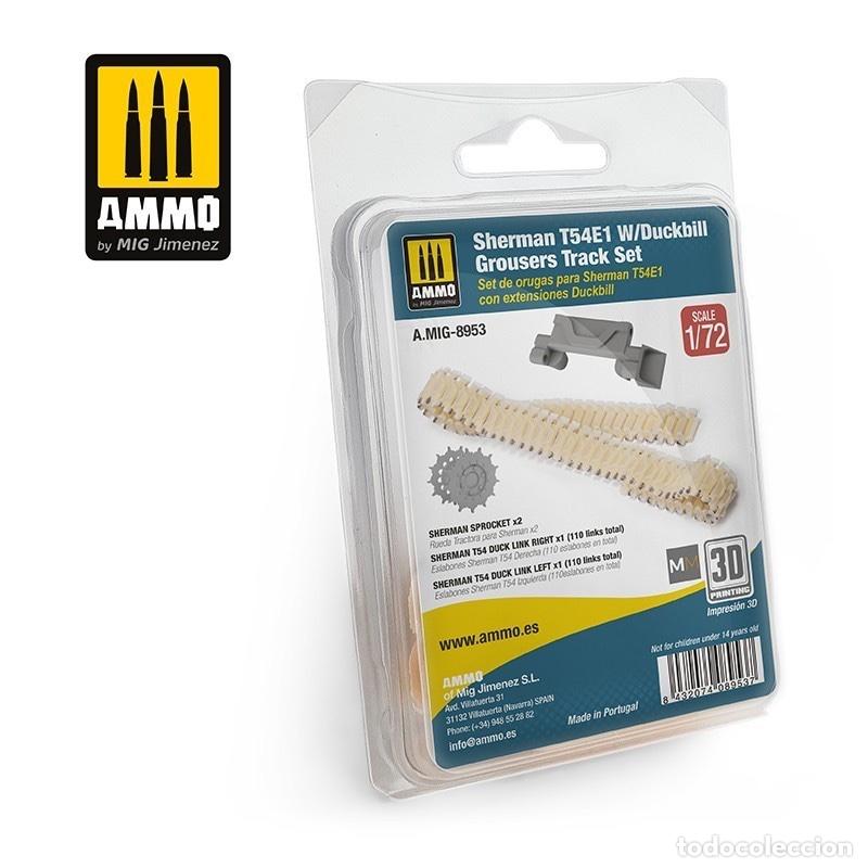 Maquetas: AMMO - 1/72 SET DE ORUGAS PARA SHERMAN T54E1 CON EXTENSORES DUCKBILL 8953