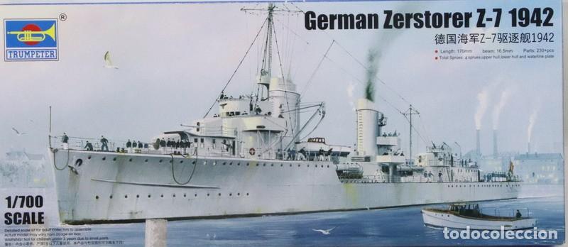 Maquetas: Maqueta barco Zerstorer German Z-7 1942, ref. 05793, 1/700, Trumpeter
