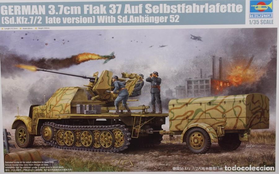 Maquetas: Maqueta veh&iacute;culo Sdkfz 7/2, con ca&ntilde;&oacute;n antia&eacute;reo Flak 37 de 37 mm, ref. 01526, 1/35, Trumpeter