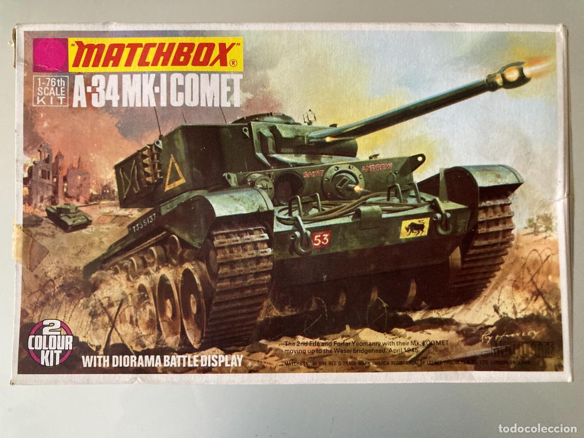 Maquetas: MAQUETA DE TANQUE A 34 MK I COMET - MATCHBOX - ESC 1-76 / 1973 LESNEY LONDON LOT &ndash; Por favor, leer