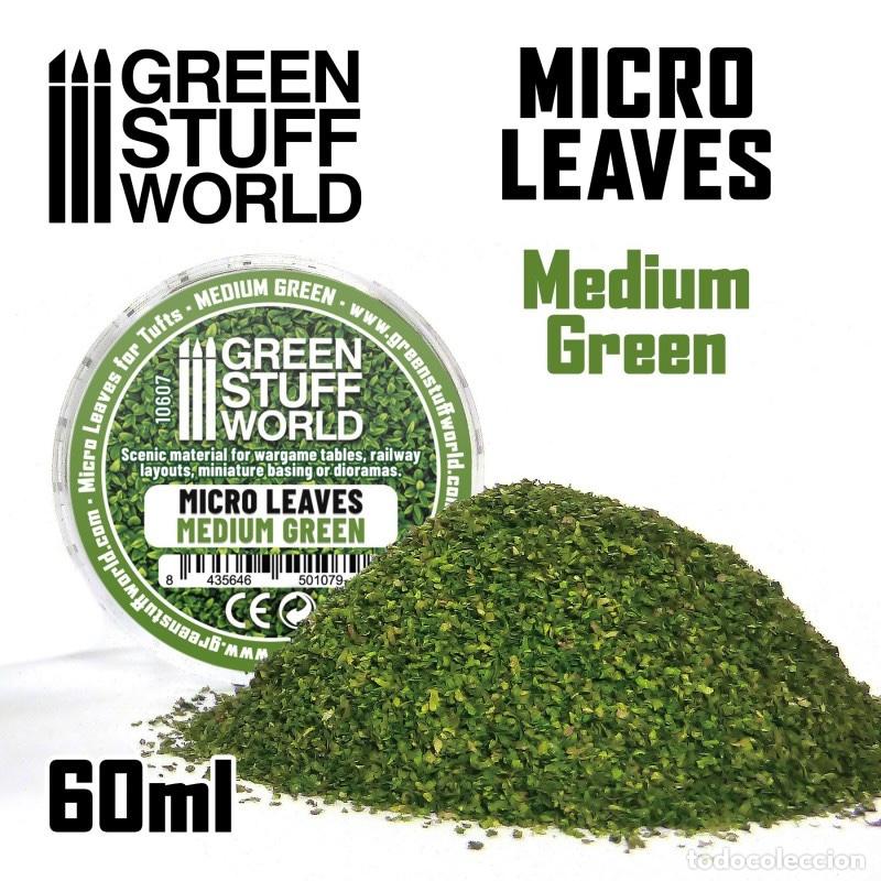 Maquetas: GREEN STUFF - MICRO HOJAS - MIX VERDE MEDIO 15 gr 10607