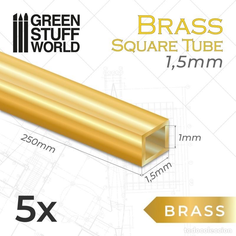 Maquetas: GREEN STUFF - TUBOS CUADRADOS DE LAT&Oacute;N 1.5mm 11043