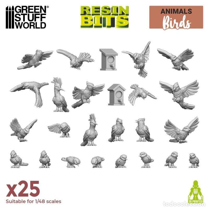 Maquetas: GREEN STUFF - SET IMPRESO EN 3D - P&Aacute;JAROS SILVESTRES 12305