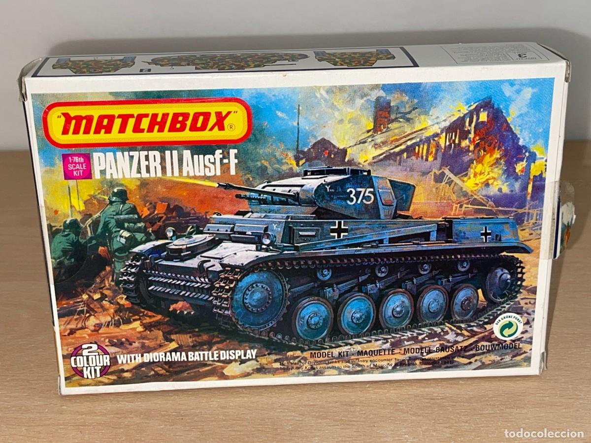 Maquetas: 9- Matchbox model kit Panzer II Ausf-F Ref 40081 caja con maqueta 1/76 Panzer Division Tanque WWII