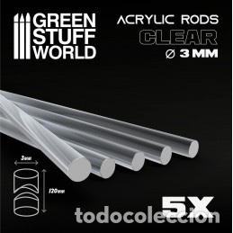 Maquetas: GREEN STUFF - BARRAS ACR&Iacute;LICAS REDONDAS 3 mm TRANSPARENTES 9314