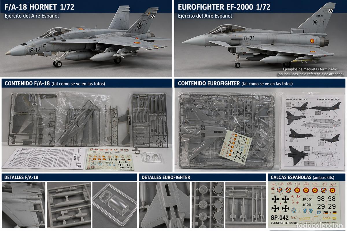 Maquetas: LOTE MAQUETAS ITALERI F-18 + EUROFIGHTER 1/72