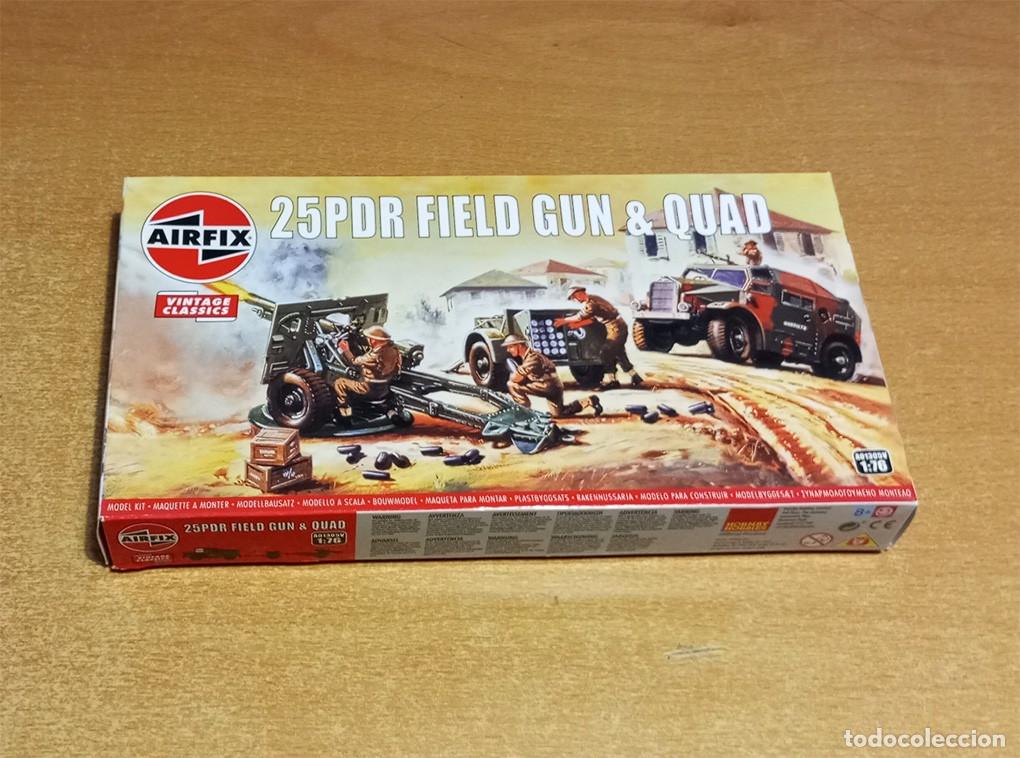 Maquetas: Caja con Ca&ntilde;&oacute;n de campa&ntilde;a de 25 libras y Morris Quad de Airfix a 1/76 Serie Vintage Classics