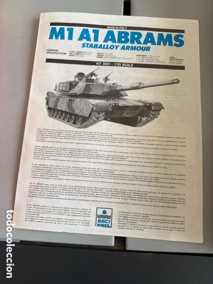 Maquetas: MAQUETA. M1 ABRAMS. 1/35. ESCI - Foto 3