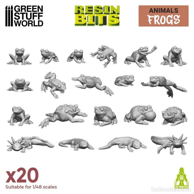 Maquetas: GREEN STUFF - SET IMPRESO EN 3D - RANAS Y SAPOS 12294