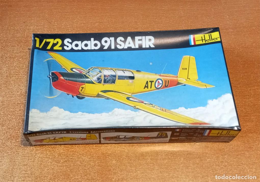 Maquetas: Maqueta del Entrenador sueco Saab 91 &ldquo;Safir&rdquo; de Heller a 1/72 (Vintage, Serie Caja Negra)