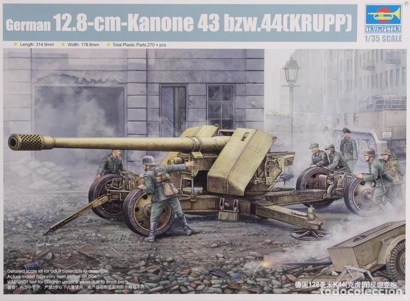 Maquetas: Maqueta ca&ntilde;&oacute;n antitanque Pak 43 12.8 cm kanone bzw. 44 Krupp, ref. 02317, 1/35, Trumpeter