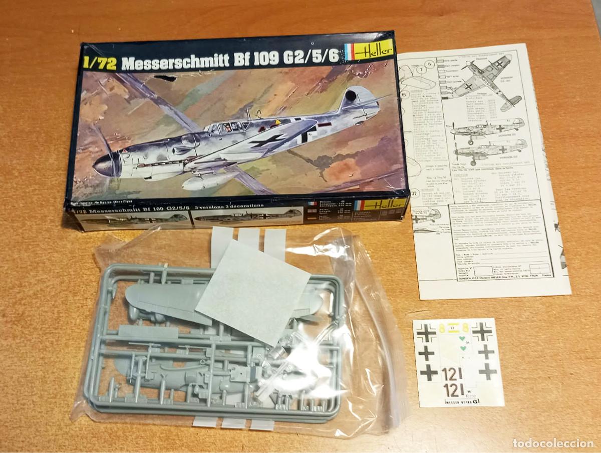 Maquetas: Caza alem&aacute;n Messerschmitt Bf 109G2/5/6 de Heller a 1/72 (Vintage, Serie Caja Negra) caja con defecto