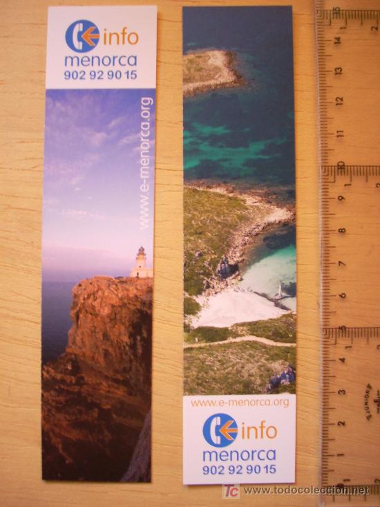 Coleccionismo marcap&aacute;ginas: 2 MARCAP&Aacute;GINAS DE TURISMO DE MENORCA. - Foto 1