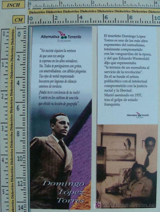 Sammeln von Lesezeichen: MARCAP&Aacute;GINAS DE LITERATURA. DOMINGO L&Oacute;PEZ TORRES. TENERIFE. PERFECTO.