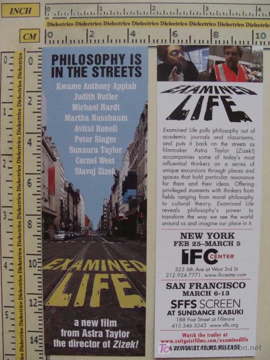 Coleccionismo Marcap&aacute;ginas: MARCAP&Aacute;GINAS DE LITERATURA DE ESTADOS UNIDOS. PEL&Iacute;CULA. EXAMINED LIFE. PHILOSOPHY IN STREETS.