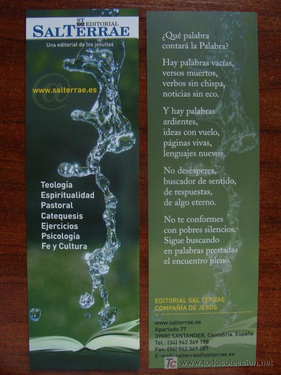 Sammeln von Lesezeichen: MARCAP&Aacute;GINAS DE LITERATURA. JESUITAS. TEOLOG&Iacute;A, ESPIRITUALIDAD, PASTORAL, CATEQUESIS, FE.
