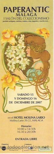 Collezionismo Segnalibri: MARCAPAGINAS, 1er. SALON DEL COLECCIONISMO PAPERANTIC DE MALAGA 2007