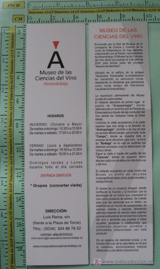 Sammeln von Lesezeichen: MARCAP&Aacute;GINAS DE MUSEOS. MUSEO DE LAS CIENCIAS DEL VINO DE ALMENDRALEJO, BADAJOZ, EXTREMADURA.