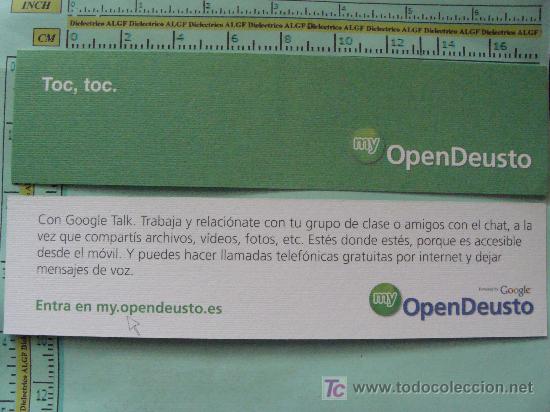 Coleccionismo marcap&aacute;ginas: MARCAP&Aacute;GINAS DE OPEN DEUSTO. GOOGLE TALK. CHAT. RED SOCIAL. - Foto 1