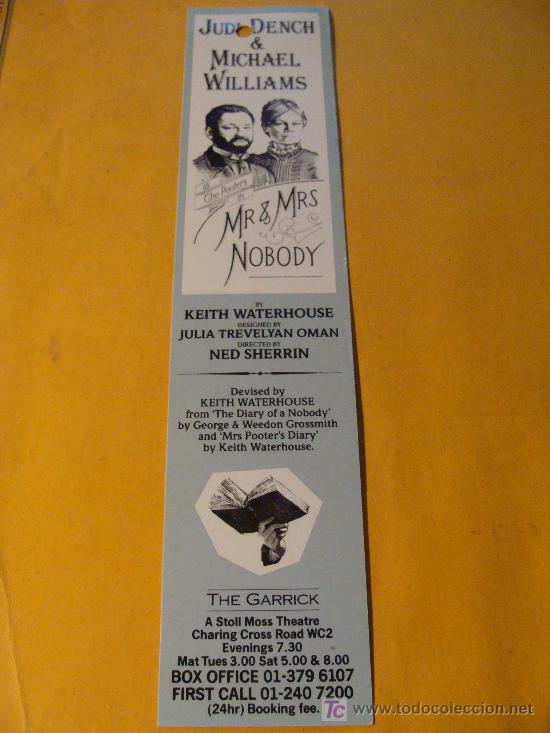 Sammeln von Lesezeichen: MARCAP&Aacute;GINAS DEL REINO UNIDO. LITERATURA. MR & MRS NOBODY, JUDI DENCH.  A&Ntilde;OS 90.