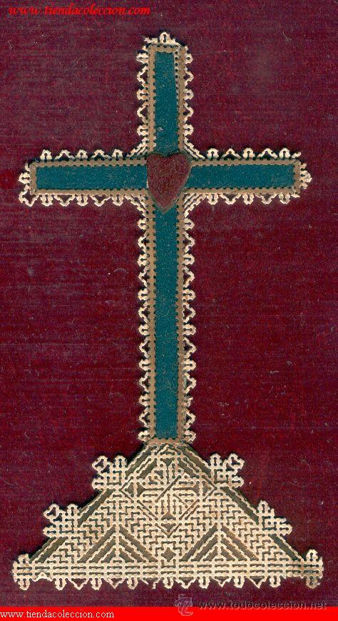 Coleccionismo marcap&aacute;ginas: Precioso marca libros representando la Cruz y el Sagrado Coraz&oacute;n - Foto 1