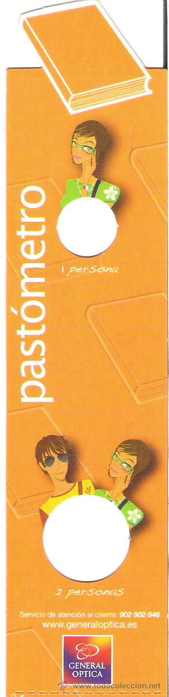 Coleccionismo Marcap&aacute;ginas: 1 MARCAPAGINAS +++ BOOKMARK +++ GENERAL OPTICAS - PASTOMETRO