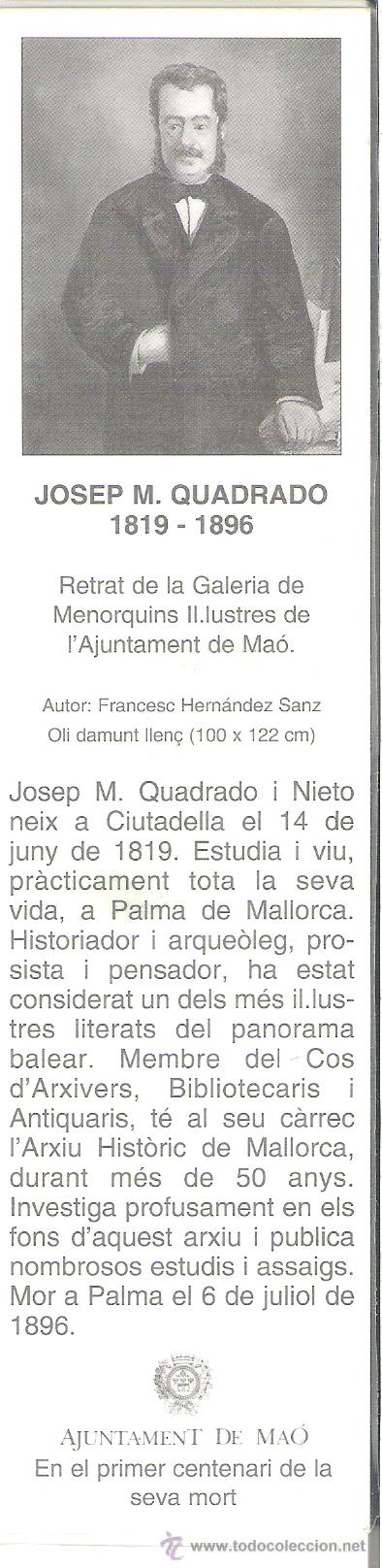 Coleccionismo Marcap&aacute;ginas: 1 ANTIGUO MARCAPAGINAS PLASTIFICADO +++ BOOKMARK +++ JOSEP M. CUADRADO ( AJUNTAMENT DE MAO )