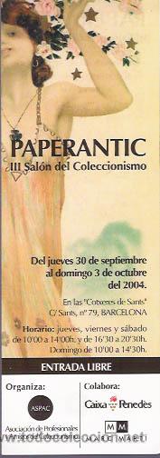 Collectables Bookmark: MARCAPAGINAS, III SALON PAPERANTIC DE BARCELONA, OCTUBRE DEL 2004, EN CASTELLANO
