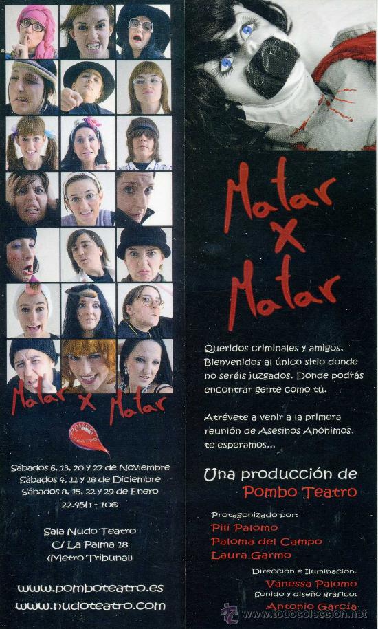 Coleccionismo marcap&aacute;ginas: MARCAPAGINAS - MATAR X MATAR - TEATRO - Foto 1