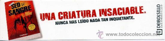 Coleccionismo marcap&aacute;ginas: MARCAPAGINAS - SED DE SANGRE - DEBOLSILLO - Foto 1