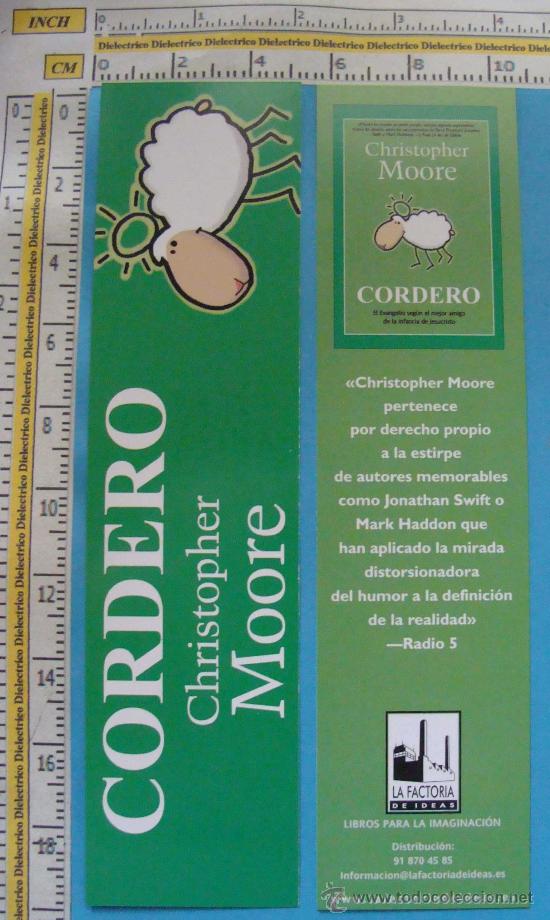 Collectionnisme Marque-pages: MARCAP&Aacute;GINAS DE LITERATURA. CORDERO. CHRISTOPHER MOORE.