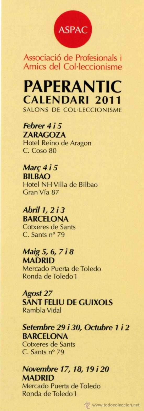 Coleccionismo marcap&aacute;ginas: Marcap&aacute;ginas &ndash; PaperAntic CALENDARIO 2011 - Catalan - Foto 1