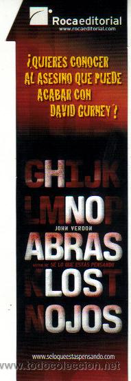 Coleccionismo marcap&aacute;ginas: NO ABRAS LOS OJOS - JOHN VERDON - Foto 2