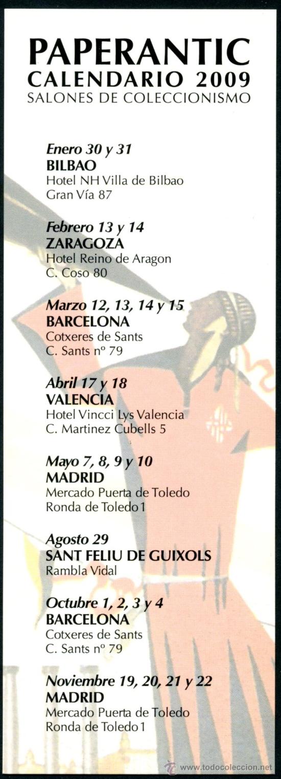 Coleccionismo Marcap&aacute;ginas: Marcap&aacute;ginas &ndash; PaperAntic CALENDARIO 2009 - Castellano