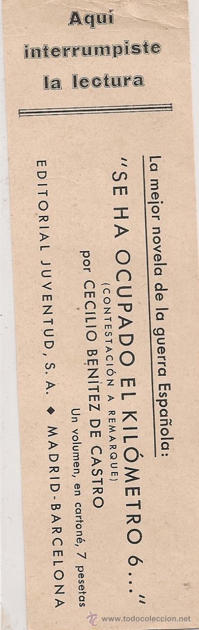 Coleccionismo Marcap&aacute;ginas: Aqui interrumpiste la lectura. Editorial Juventud.1940?