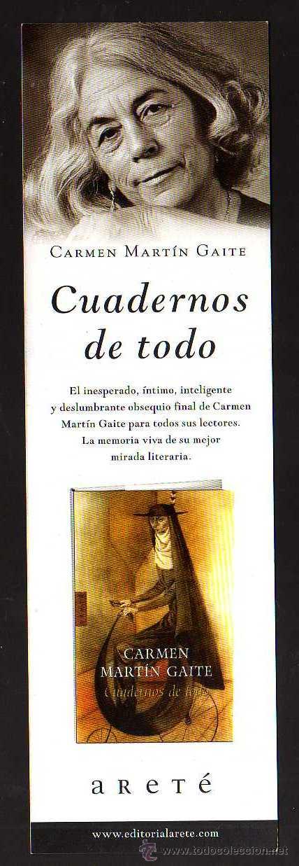 Coleccionismo marcap&aacute;ginas: Carmen Mart&iacute;n. Cuadernos de todo. Marcap&aacute;ginas o punto de libro publicitario. Punt de llibre.