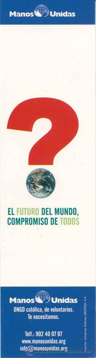 Coleccionismo marcap&aacute;ginas: Marcapaginas, punto libro - manos unidas - Foto 1