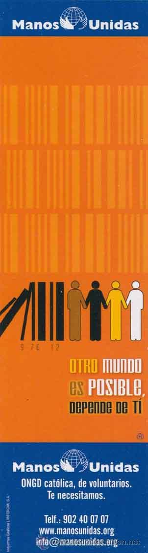 Coleccionismo marcap&aacute;ginas: marcapaginas, punto libro - manos unidas - Foto 1