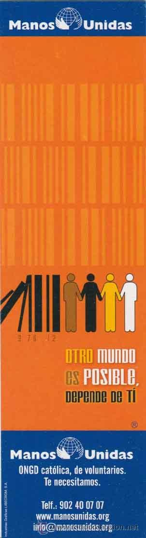 Coleccionismo marcap&aacute;ginas: marcapaginas, punto libro - manos unidas - Foto 2
