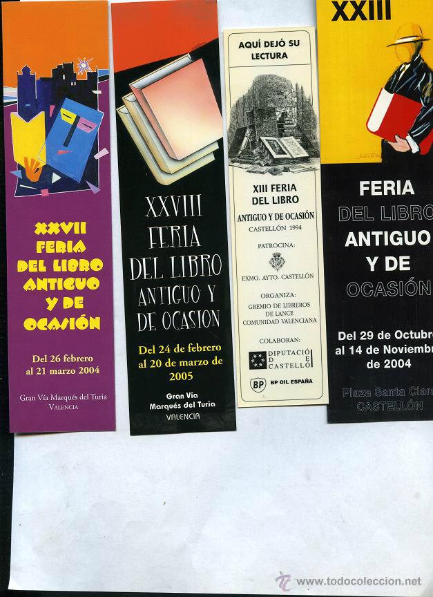Coleccionismo Marcap&aacute;ginas: 4 marcap&aacute;ginas diferentes de FERIAS DEL LIBRO del a&ntilde;os 1995 al 2005